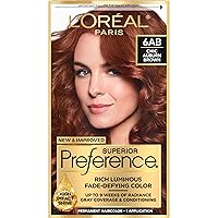 L'Oreal Paris Superior Preference Fade-Defying + Shine Permanent Hair Color, 6AB Chic Auburn Brown, Pack of 1, Hair Dye