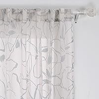 Deconovo Back Tab Sheer Curtains Rod Pocket Cotton Curtains Floral Sheer Window Curtains for Girls Room 52W X 63L Grey 2 Drapes