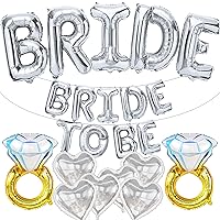 KatchOn, Huge Silver Bride To Be Balloons Set - Pack of 18 | Bride Balloons Silver | Diamond Ring Balloon, Silver Bachelorette Party Decorations | Silver Bride Balloons for Silver Bridal Shower Decor