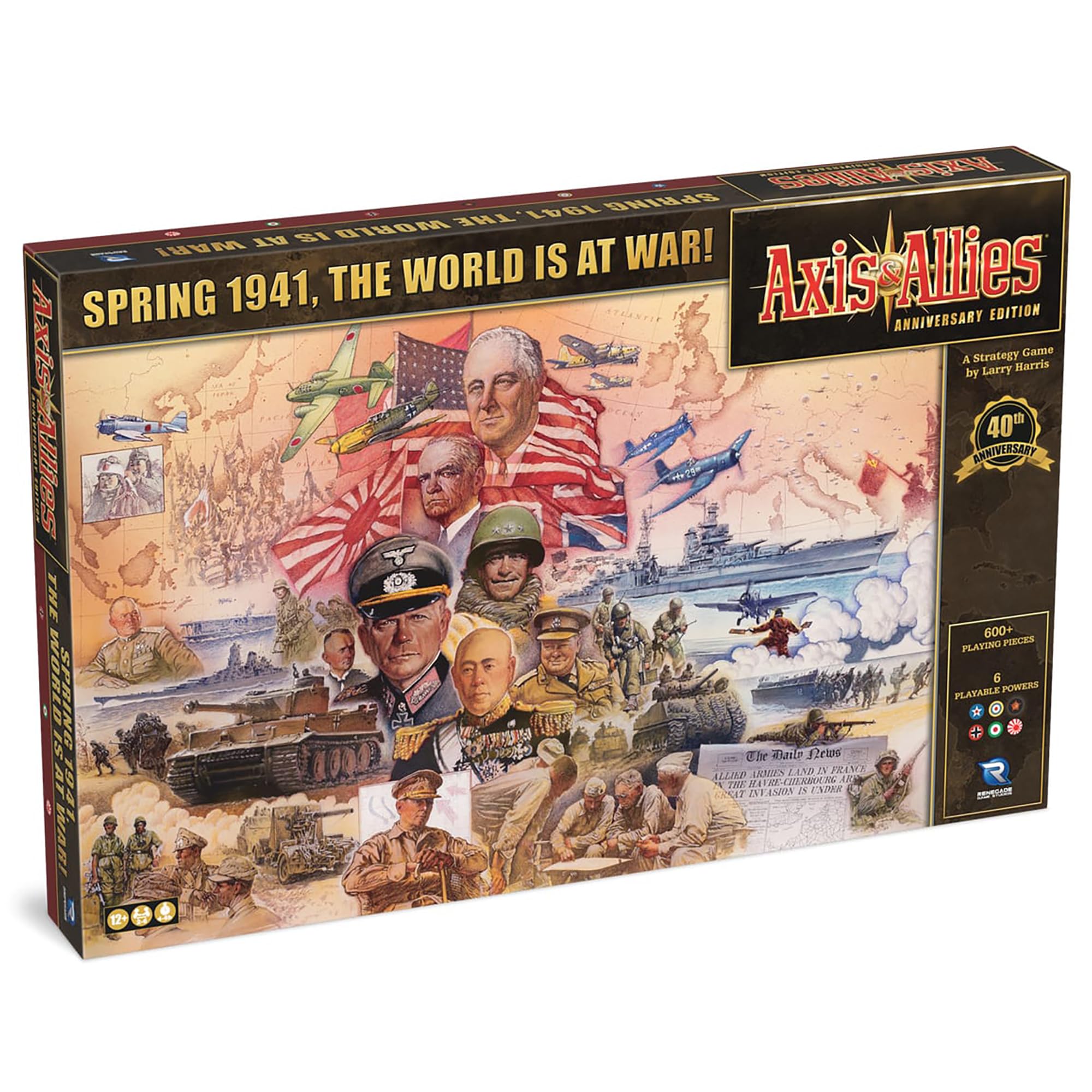 Axis & Allies: Anniversary Edition - 2-6 Players - Ages 12+ - 40th Anniversary Deluxe Edition Over 600 Plastic Miniatures, Huge 24