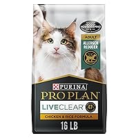 Purina Pro Plan Allergen Reducing, High Protein Cat Food, LIVECLEAR Chicken and Rice Formula - 16 lb. Bag