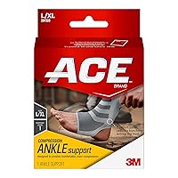 ACE Brand Compression Ankle Support, Large/Extra Large, Gray, 1/Pack
