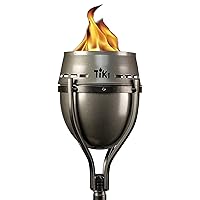 TIKI Brand Island King Outdoor TIKI Torch for Lawn, Patio and Garden, Metal Large Flame Silver - 65 Inch, 1118035