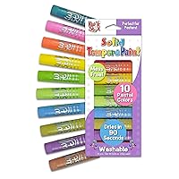 The Pencil Grip Kwik Stix Solid Tempera Paint Pens, Pastel Colors, Super Quick Drying, 10 Pack - TPG-680