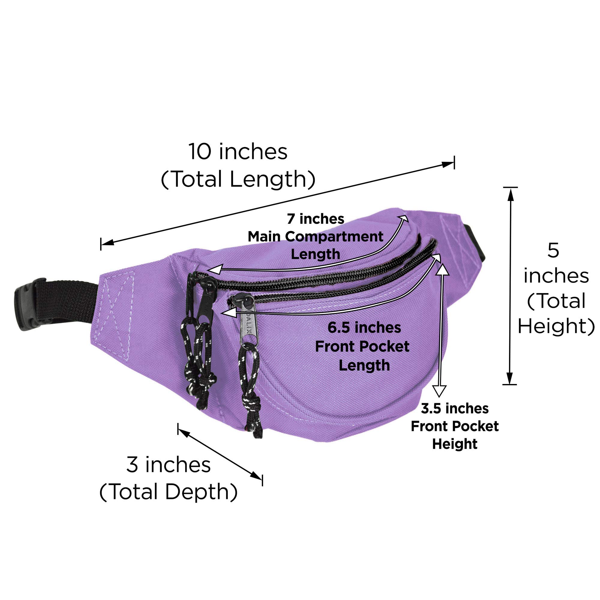 DALIX Fanny Pack w/ 3 Pockets Traveling Concealment Pouch Airport Money Bag