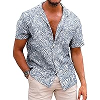 Men's Hawaiian Shirt Tops Vintage Short Sleeve Button Down Beach Shirt Male Tropical Floral Summer Pullover Party Holiday