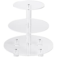 YestBuy 3 Tier Round Cupcake Stand with Base, Acrylic Cake Stand, Cupcake Tower Stand, Premium Cupcake Holder for 28 Cupcakes, Display for Pastry Wedding Birthday Party (4