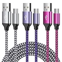USB C Charger Cable Fast Charging Cord 3PC for Samsung Galaxy A15 5G/A55/S24 Ultra/S23+/A54/A14/A13/A53/A35/S22/S21FE/S20/S10/S9/S8,iPhone 15,Pixel 8/7a/6,OnePlus Nord N200/N10/10/9/8T,Moto G Power/G9