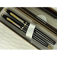 Cross Made in The USA Century II Black Lacquer and 23k Gold Appointment Rolled/Filled Ballpoint Pen & 0.5MM Pencil Set