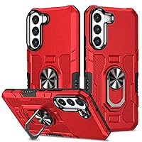 Case for Samsung Galaxy S23/S23 Plus/S23 Ultra,Military Drop Protection Case with 360°Rotation Ring Kickstand and Non Slip Textured Back Cover,Red,S23 6.1