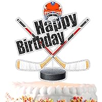Hockey Sports Themed Kids Happy Birthday Cake Topper - Perfect touchdown themed party, baby shower, athlete party, and birthday party decorations for boys and girls - SugarGera