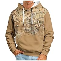 Mens Plaid Print Hoodies Casual Long Sleeve Vintage Graphic Pullover Sweatshirts With Pocket Oversized Men's Hoodie