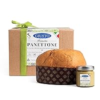 Giusto Sapore Pistachio Sicilian Panettone with 7oz. Pistachio Sicilian Sweet Cream and Pistachio Granules, Gift Box, Imported from Italy and Family Owned, 43oz