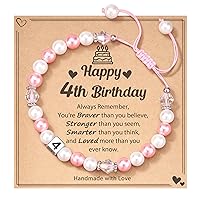 1-8 year old Birthday Gifts for Girl, Adjustable Pink White Pearl Bracelet for Daughter Niece Granddaughter Girls