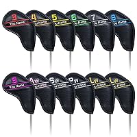 CRAFTSMAN GOLF 12pcs or 1pc Black Leather Golf Iron Head Covers Set Headcover Colorful Number Embroideried for Callaway Ping Taylormade Cobra Also Custom Version w/Your Name