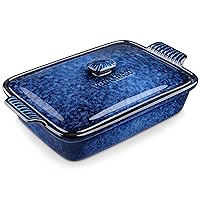 vancasso Starry Casserole Dish, 3.8 Quart Baking Dish for Oven, large lasagna pan with lid nonstick, 9x13 inch Stoneware casserole dish with lid, Microwave, Oven, Dishwasher Safe, Blue