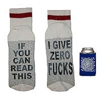 Talking Socks I Give Zero Fucks Adult Socks & Can Holder-2 Piece Gift Set