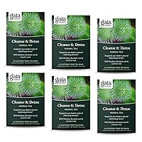 Gaia Herbs Cleanse & Detox Herbal Tea - Supports Body’s Natural Cleansing Process - With Rooibos, Burdock Root, Licorice Root & More - 96 Caffeine-Free Herbal Tea Bags (6 Boxes of 16 Bags)