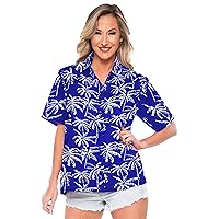 LA LEELA Hawaiian Shirts Womens Beach Short Sleeve Blouse Shirt Button Down Vacation Dress Summer Blouses for Women