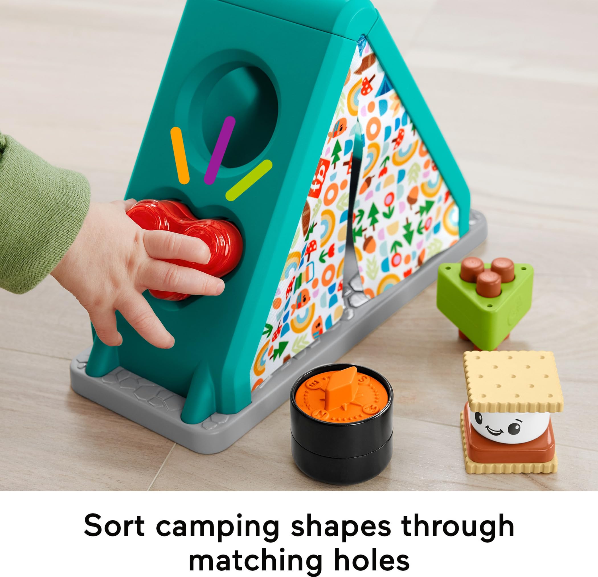 Fisher-Price Shape Sorter S’More Shapes Camping Tent Baby Toy for Ages 6+ Months