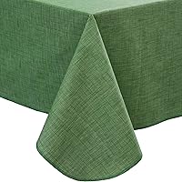 LIBERECOO Vinyl Tablecloth with Flannel Backing Waterproof Oil-Proof Plastic Table Cloth Wipeable PVC Table Cover for Indoor and Outdoor (Grass Green, 60 x 84 Inch (6-8 Seats))