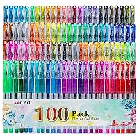  Nylea 100 Pack Gel Pens for Adult Coloring Book 0.8mm - 50  Colors & 50 Refills [Smudge-Free] Fine Point Glitter Set for Kids  Journaling and Sketching with Travel Case and Mesh