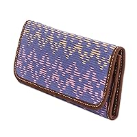 NOVICA Artisan Handmade Leather Accent Cotton Wallet from Guatemala Suede Blue Patterned Woven 'Texture and Beauty'