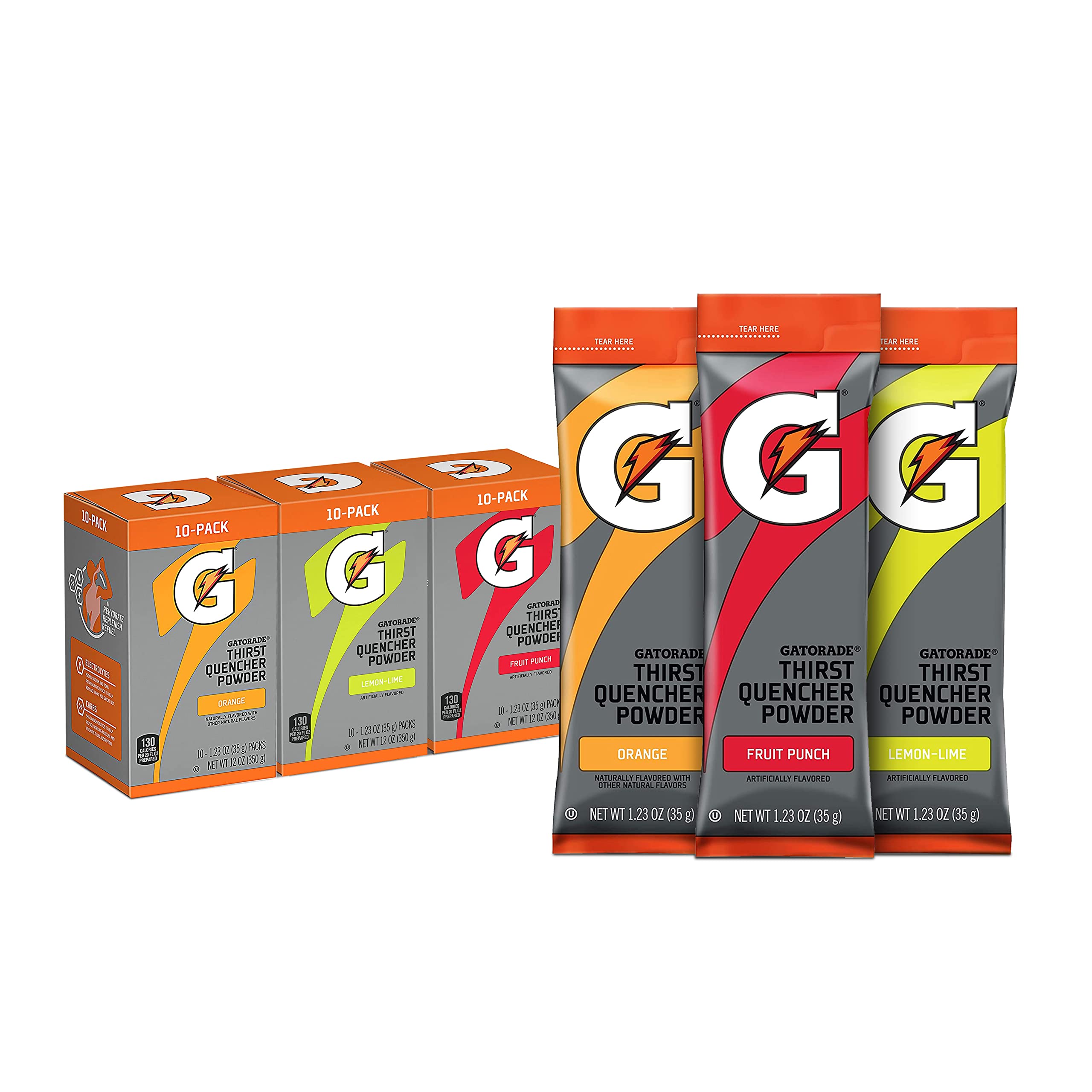 Gatorade Thirst Quencher Powder Sticks, 3 Flavor Variety Pack, (30 Pack)
