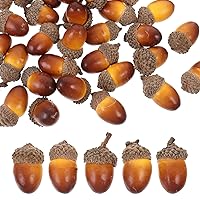 Unomor 50pcs Artificial Mini Acorns Foam Fake Nutty Craft Acorns with Caps Lifelike Oak Nut Model for Thanksgiving Autumn Party Ornaments