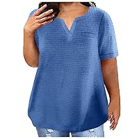Plus Size Tops for Women, Women's Shorts Sleeve Shirts V Neck Casual Clothing Clothes Summer 2024 Trendy, L XXXXXL