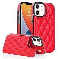 XYX for iPhone 12 Wallet Case with Card Holder, RFID Blocking PU Leather Double Magnetic Clasp Back Flip Protective Shockproof Cover 6.1 inch, Red