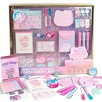 Sanrio Hello Kitty 50th Anniversary Mini Collectible Stationery Set by STMT, Over 50 Pieces of Cute Stationery, Sanrio Accessories, Cute Sticky Notes, Kawaii School Supplies, Fun Office Supplies