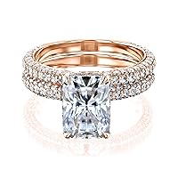 Kobelli Raya Radiant Moissanite Lab Diamond-Coated Bridal Ring Set 14k Gold