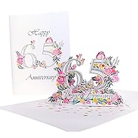 Happy 65th Milestone Anniversary 3D Pop Up Greeting Card - Perfect Couple, Elegant Wedding, Marriage, Romantic, Being Together, Sapphire Congratulations, Lovebirds