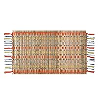 LFH Home Handmade Natural Woven Dining Mats Set Placemats Set of 6 Farmhouse Table Décor Rustic Placemats with Fringe for Dining Table Kitchen Family Gathering Party -19x13 Inch-Orange Yellow Stripes