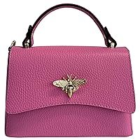 Women's Real Leather Shoulder Bag with Bee Closure 20 x 7 x 14 cm
