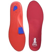 Custom Full Length Insoles, Red, X-Large, Heel Grid Reduces Slippage, Firm Density, Biomechanical Control, Fast & Effective Pain Relief, Treats Pronation, Built-In Rearfoot Varus Angle