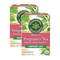 Traditional Medicinals Organic Pregnancy Herbal Tea, Raspberry Leaf Flavor, Caffeine Free, 16 Count in Each Pack, 32 Total Tea Bags (Pack of 2)