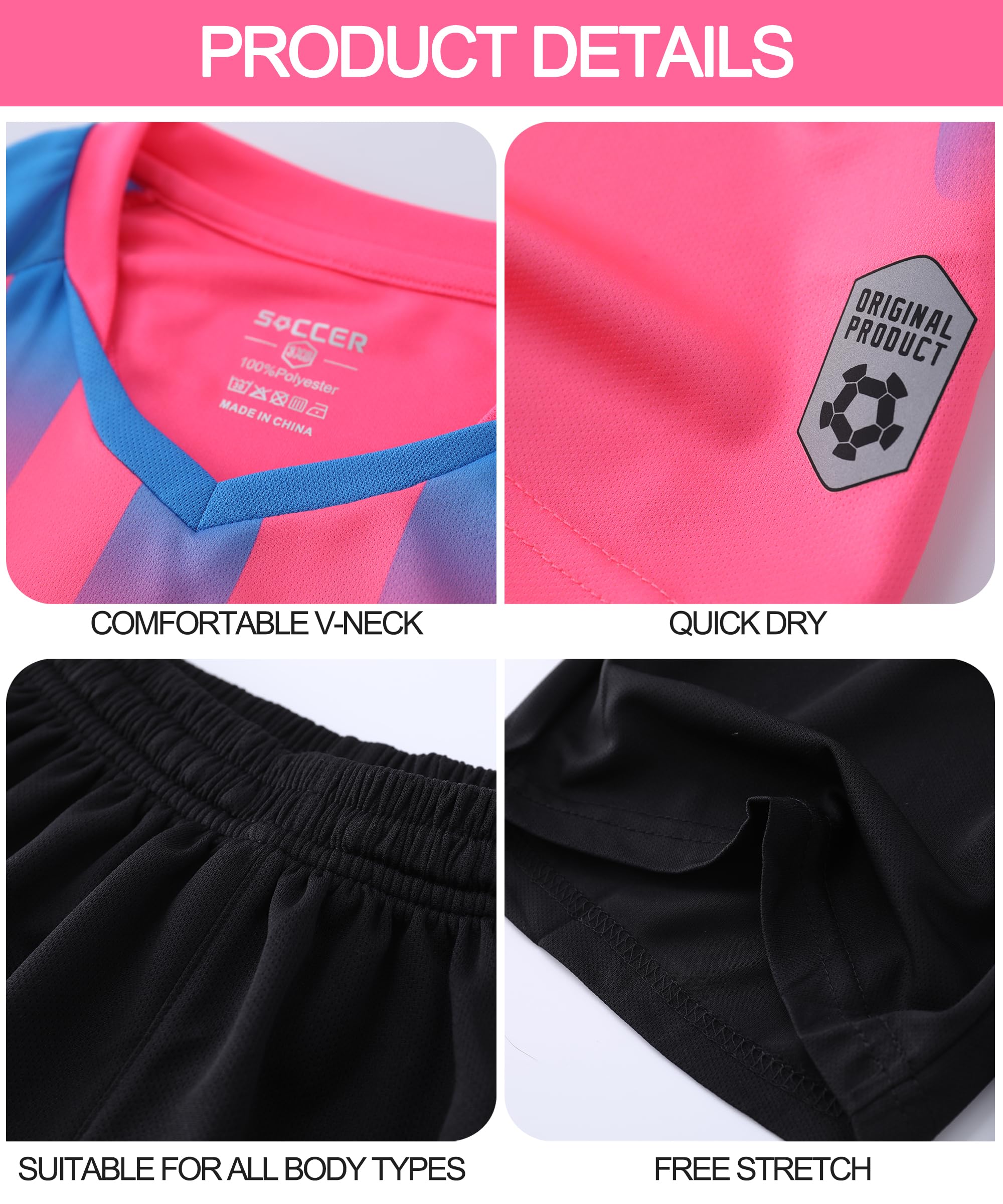  LUCKYLUAN Kids Soccer Jersey Set with Socks for Boys Girls  Uniform Athletic Jersey Sportswear Kit : Clothing, Shoes & Jewelry