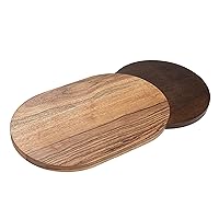 Bloomingville Oval Two-Tone Wood Cheese and Cutting Board, Natural and Walnut