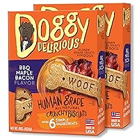 Crunchy Dog Treats – for All Pet Sizes, Breeds – All-Natural Puppy Treat – 100% Human-Grade – Delicious Pet Treat Bones, Snacks for Dogs – BBQ Maple Bacon, 16 Oz. (2 Pack)