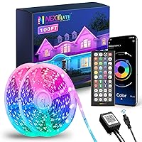 Nexillumi 100ft Waterproof LED Strip Lights with Remote, SMD 5050 Color Changing Music Sync App Control LED Lights for Bedroom, Living Room, Dorms, Room Decor(Strip Lights 50ft x 2)