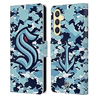 Head Case Designs Officially Licensed NHL Camouflage Seattle Kraken Leather Book Wallet Case Cover Compatible with Samsung Galaxy S23 FE 5G