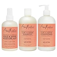 SheaMoisture Moisturize and Define Shampoo, Conditioner, and Curl and Shine Mist for Curly Hair Care Coconut and Hibiscus with Shea Butter and Coconut Oil