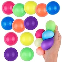 Expressions 12pc Value Pack - Squeeze Balls in Assorted Neon Colors - Fidget Toy Stress Balls for Adults and Kids - Anxiety Relief Items to Squish, Squeeze, Throw and Stick Fidgets for Kids