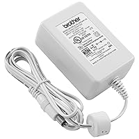 Brother AD24ESAW Genuine AC Power Adapter for Select P-Touch Label Makers, UL Listed Power Supply Charger with 4.9' long Power Cord, White