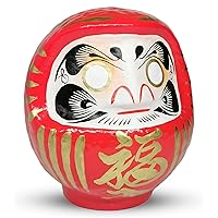 Daruma Doll 4.7inch Tall (Red), Paper-Mache, Traditional Crafts, Handcrafted in Japan