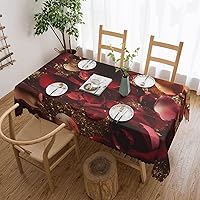 Rose Sparkling Print Tablecloth Rectangle Table Cloth Waterproof & Stain Resistant Tablecloths 54 x 72 Inch Washable Table Cover for Kitchen Dining Tabletop Decoration