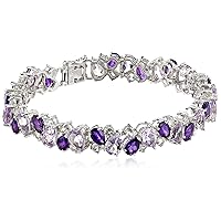 Amazon Essentials Sterling Silver Created Gemstones Bracelet, 7.25