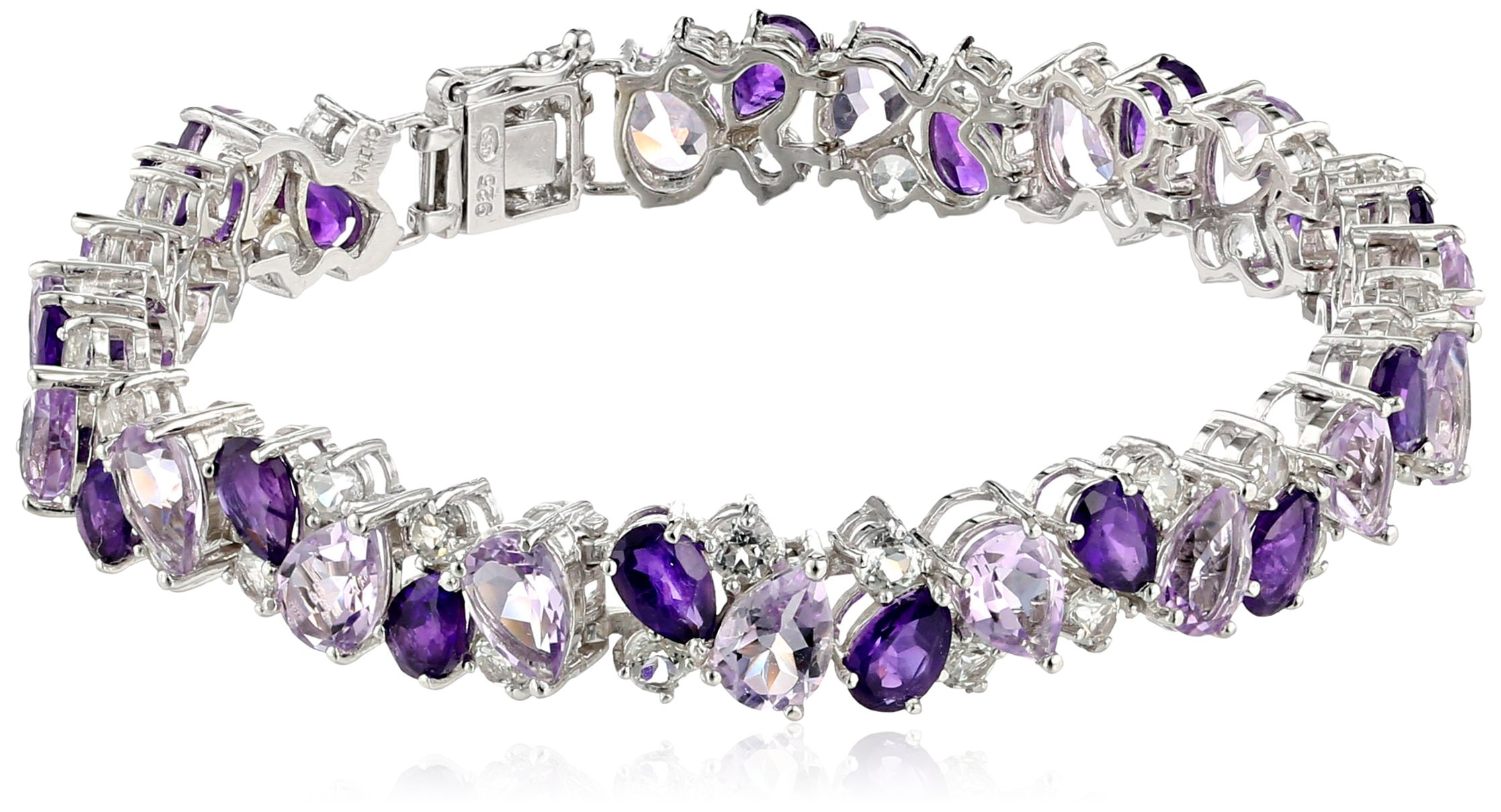 Amazon Collection Sterling Silver Created Gemstones Bracelet, 7.25